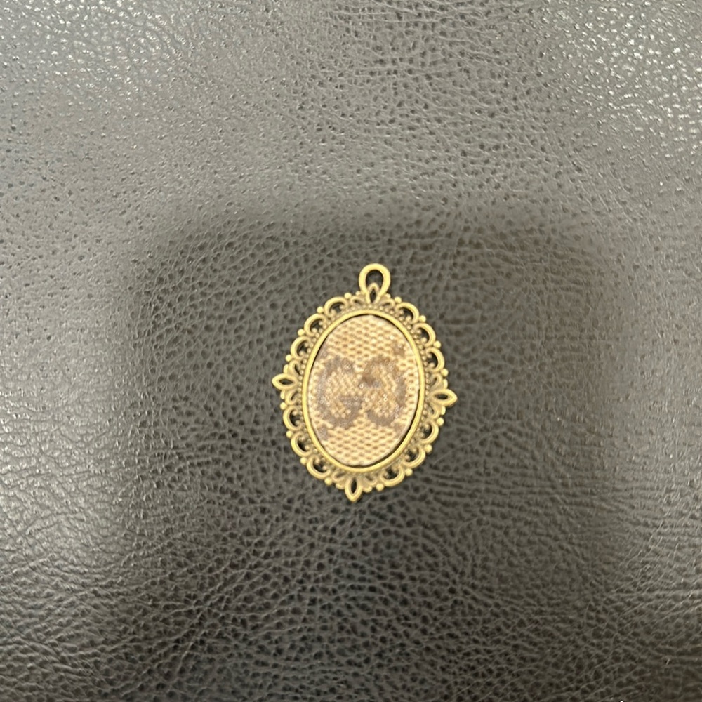 Necklace Charm with upcycled Gucci monogram charm